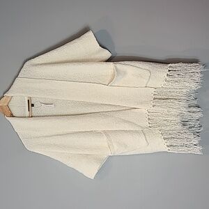 NWT‎ Banana Republic Fringe Sweater Cream Comfy Boho Size XS Wool Country